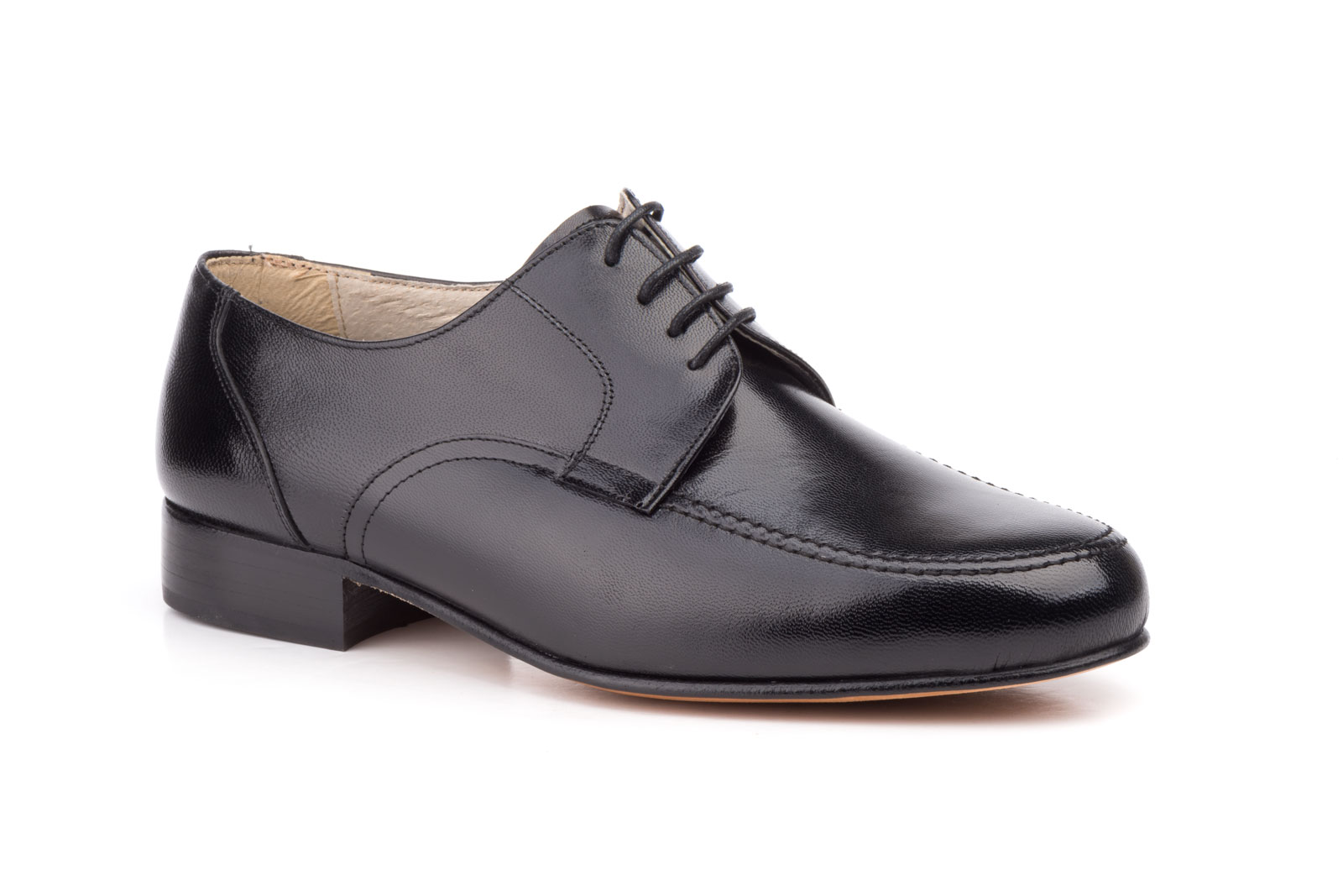 Zapatos Hombre Piel Negro Cordones Suela de Cuero  -  Ref. 1147 Negro
