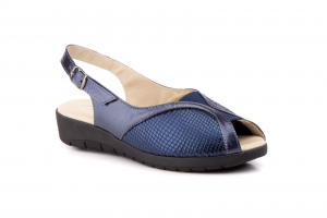 Zapatos Mujer Piel Marino Licra  -  Ref. AC514 Marino