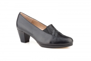 Zapatos Mujer Piel Negro Elasticos  -  Ref. GF-496 Negro