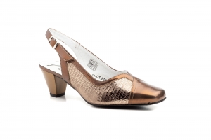 Zapatos Mujer Piel Bronce Tacón Hebilla  -  Ref. 5512 Bronce