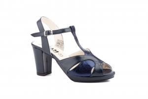 Zapatos Mujer Piel Marino Tacón Plataforma  -  Ref. 5515 Marino