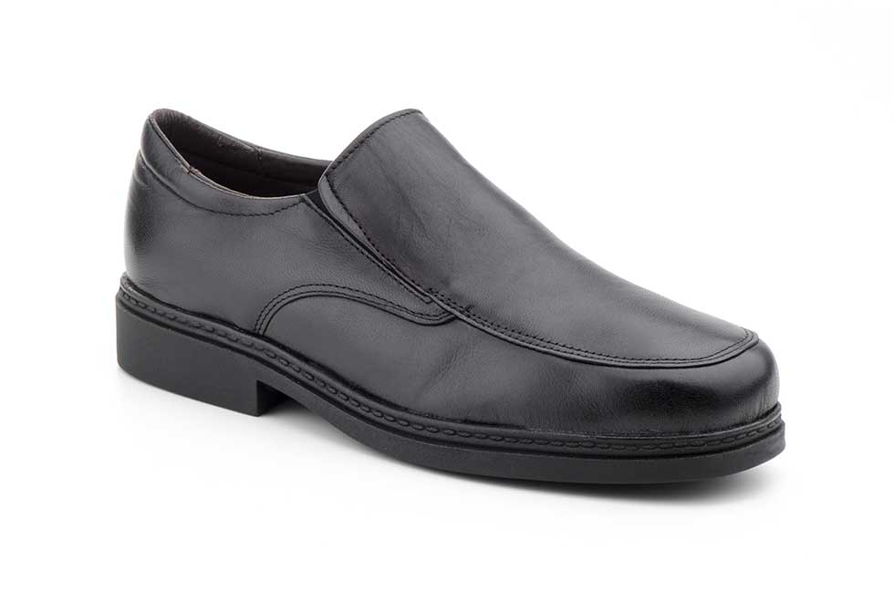 TALLA ESPECIAL Zapatos Hombre Piel Negro Elásticos Suela Cosida  -  Ref. 1166 XXL Negro