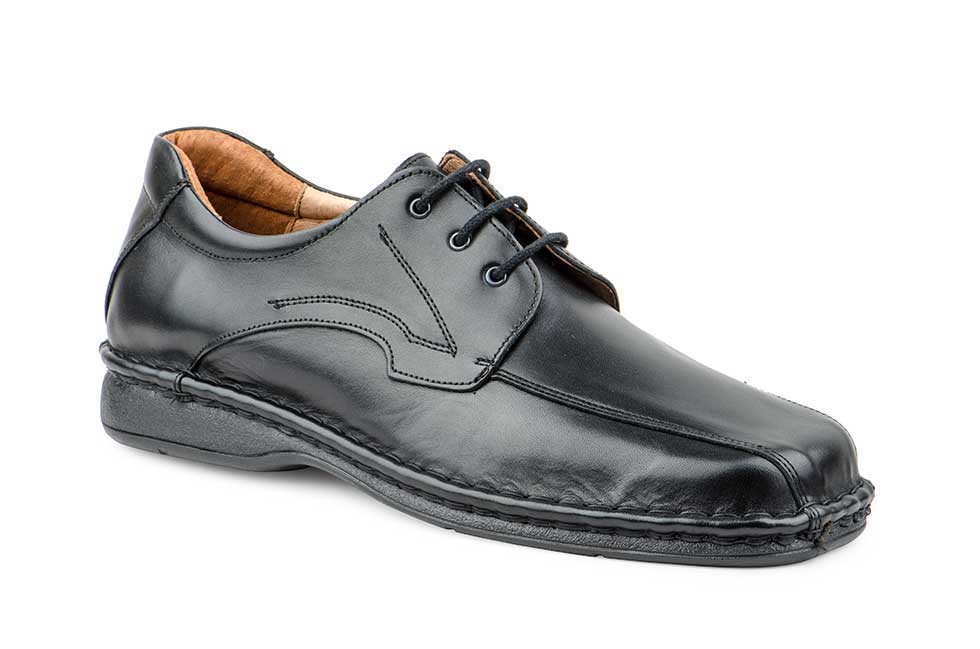 TALLA ESPECIAL Zapatos Hombre Piel Negro Cordones Suela Cosida  -  Ref. 60121 XXL Negro