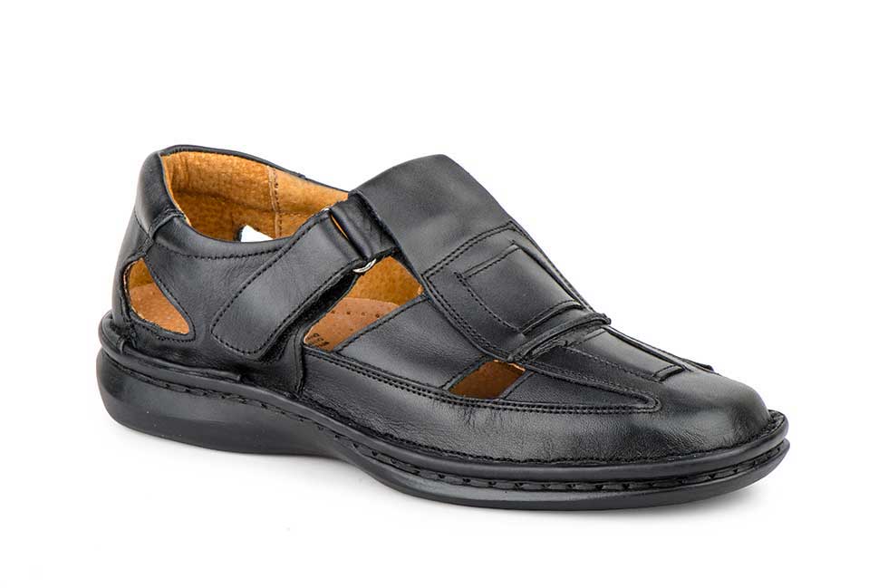 TALLA ESPECIAL Zapatos Hombre Piel Negro Suela Cosida  -  Ref. 4015 XXL Negro