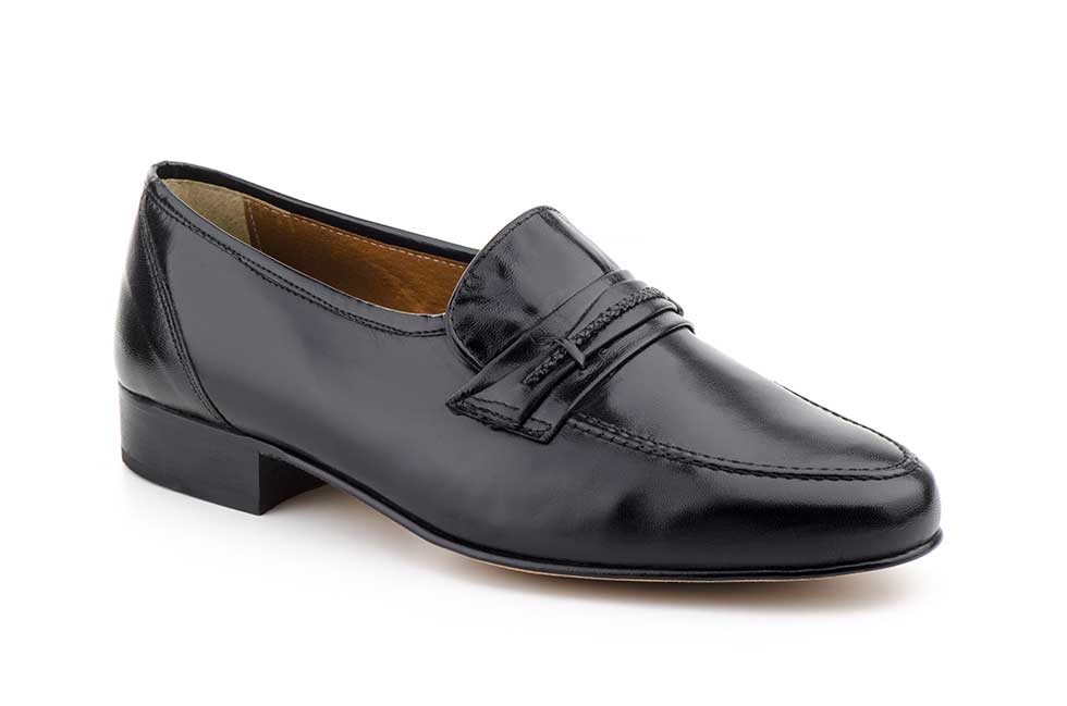 Zapatos Hombre Piel Negro Suela de Cuero  -  Ref. 165 Negro