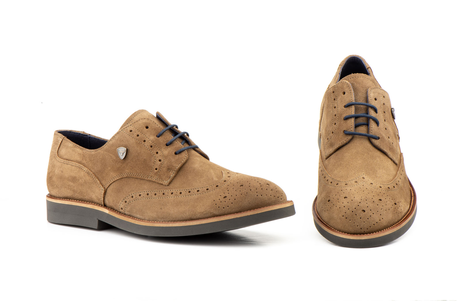 Zapatos Hombre Derby Serraje Taupe   -  Ref. CROWN-02 Taupe
