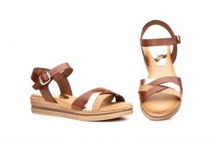 Sandalias Mujer Piel Cuero Platino  -  Ref. 19009 Elisabeth Cuero