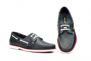 Náuticos Hombre Piel Marino Cordones  -  Ref. K-552 Marino