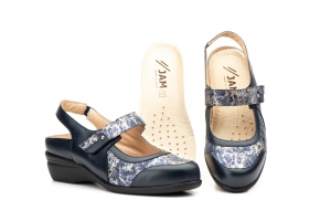 Zapatos Mujer Piel Napalina Marino Plantilla Extraíble  -  Ref. 7023 Marino
