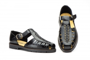 Sandalias Hombre Piel Negro  -  Ref. R-347 Negro