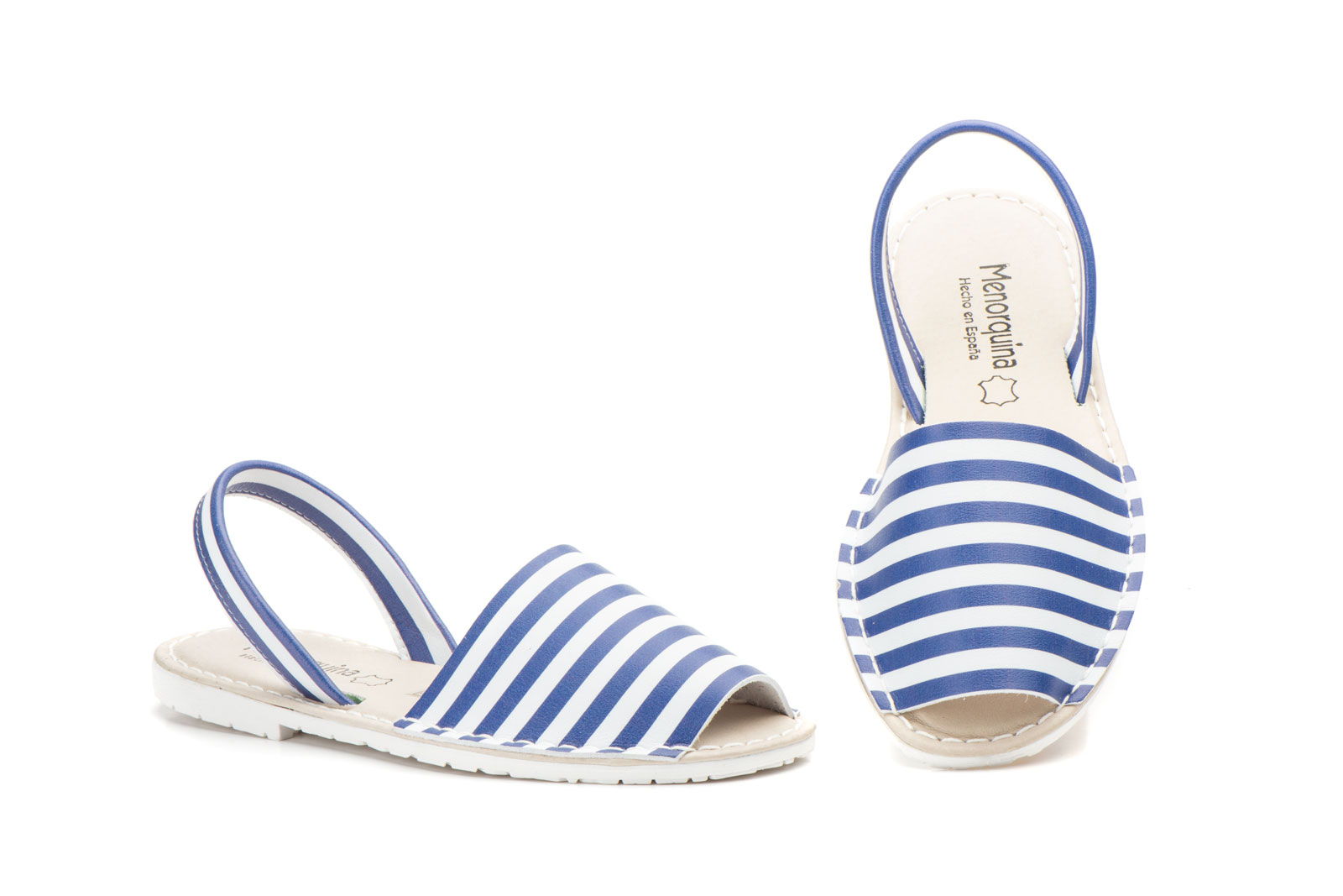 Menorquinas Mujer Rayas Azules  -  Ref. 6700 Blanco Azul