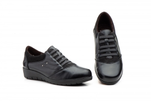 Zapatos Mujer Piel Negro Elásticos  -  Ref. 5567 Negro
