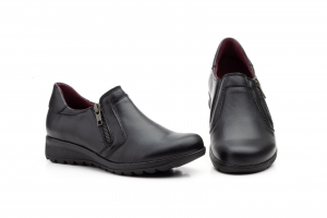 Zapatos Mujer Piel Negro Cremallera Cuña  -  Ref. MX-950 Negro