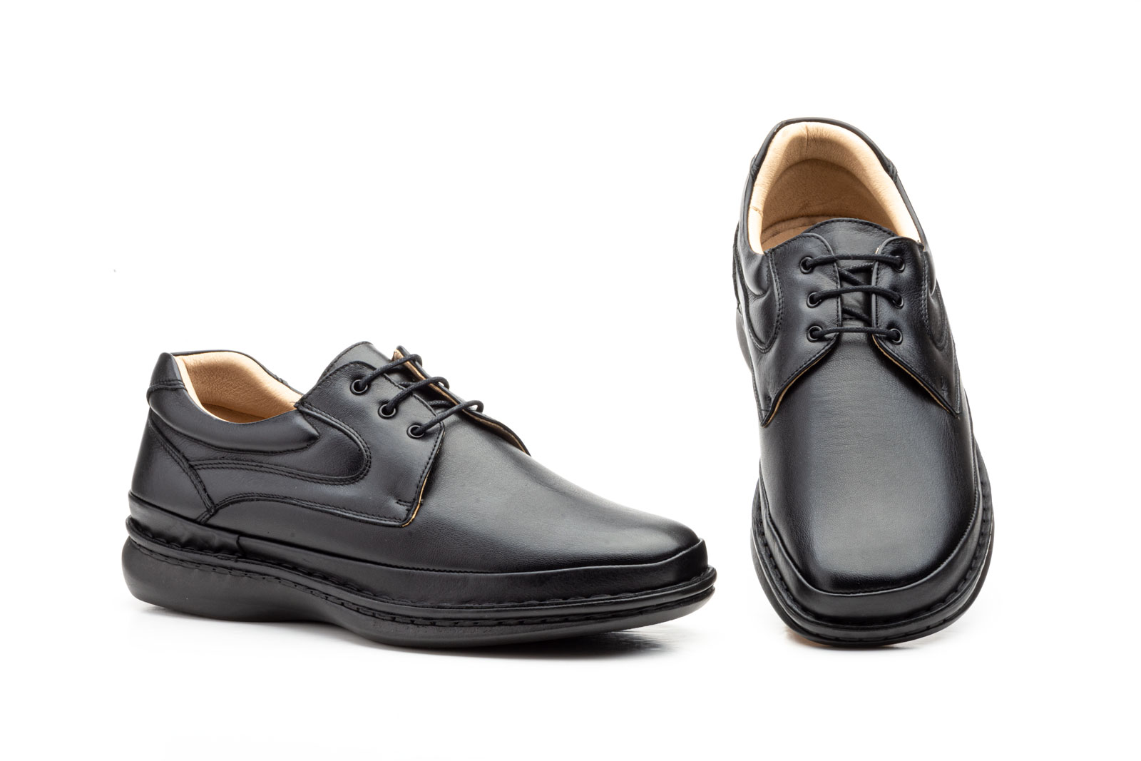 Zapatos Hombre PIel Negro Cordones  -  Ref. CT-9003 Negro