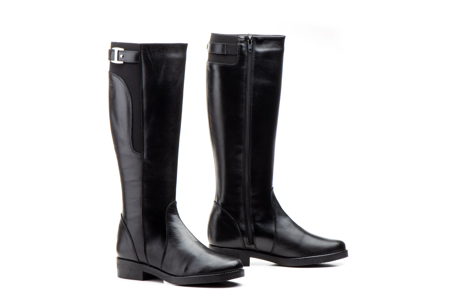 Botas Mujer Piel Negro Elástico   -  Ref. 1018 Negro