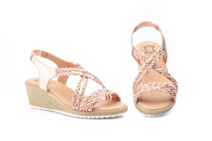 Sandalias Mujer Trenzado Rosa Cuña  -  Ref. 3326 Rosa