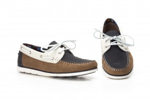 Náuticos Hombre Piel Cuero Blanco Marino  -  Ref. KL-1325 Cuero Blanco Marino