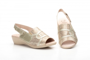 Zapatos Mujer Piel Platino Cuña Ancho Especial  -  Ref. 758 Platino