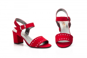 Sandalias Mujer Ante Rojo Tacón  -  Ref. 5115 Rojo