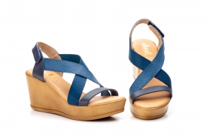 Sandalias Mujer Piel Marino Plataforma Gel  -  Ref. DSD-7022 Marino
