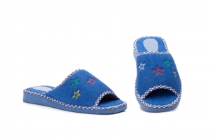 Zapatillas Casa Mujer Paño Azul Estrellas  -  Ref. ZCH-570 Azul