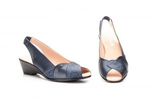 Zapatos Mujer Piel Marino Elástico  -  Ref. CT-659 Marino