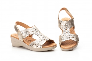 Sandalias Mujer Piel Platino Láser Morxiva  -  Ref. MX-4002 Platino