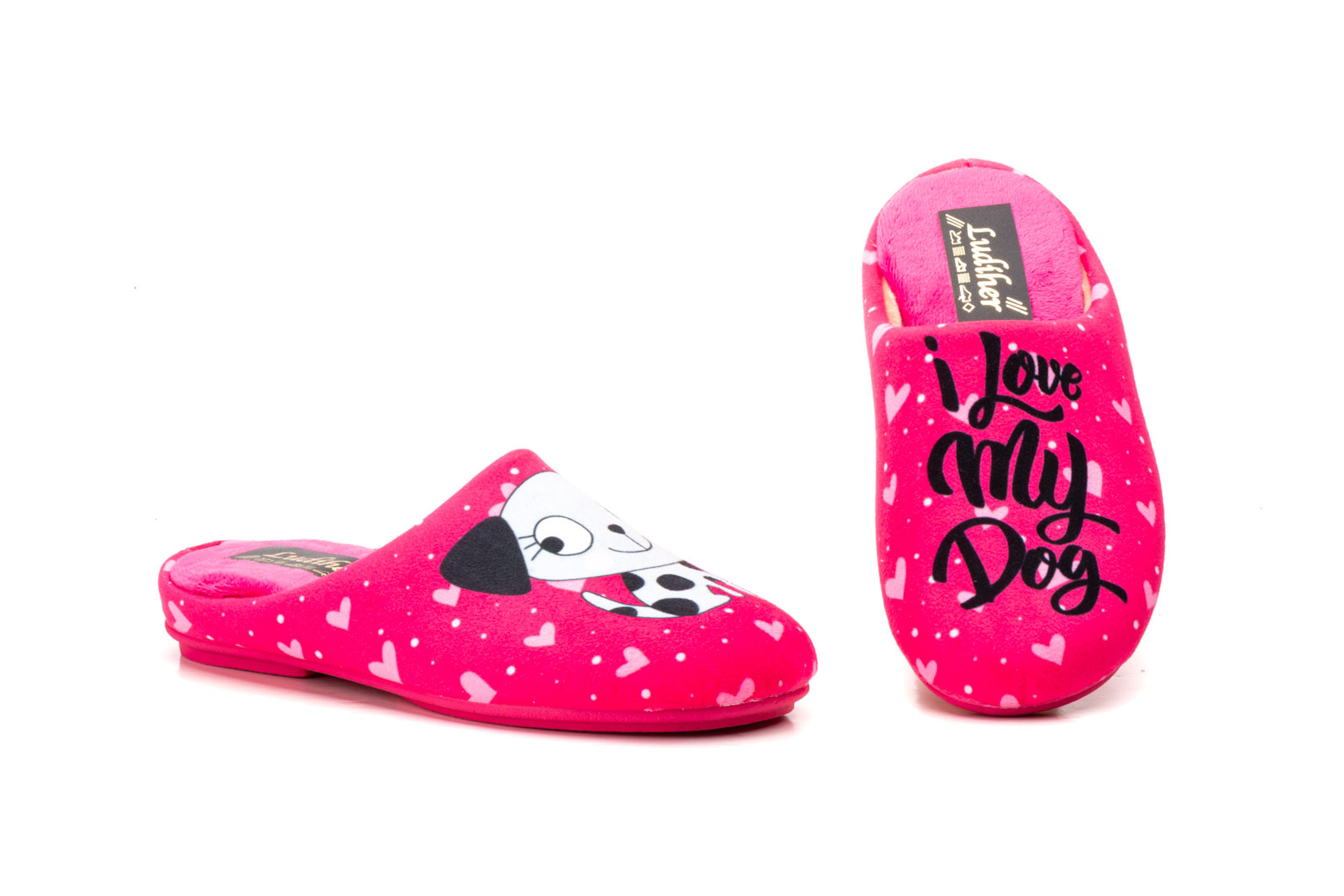 Zapatillas Mujer "I love my Dog"  -  Ref. LD-810 Fuxia