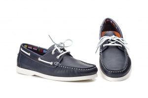 Náuticos Hombre Piel Marino Cordones Sachini  -  Ref. SCN-1025 Marino