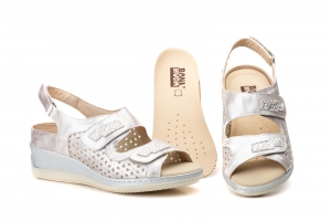 Sandalias Mujer Piel Plata Plantilla Extraible BONA MODA  -  Ref. 97476 Plata