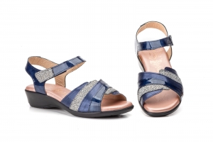 Sandalias Mujer Piel Marino Velcro DUENDY  -  Ref. DU-3285 Marino