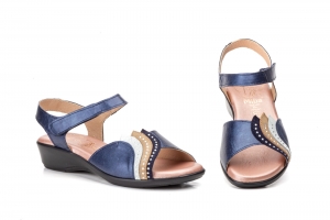 Sandalias Mujer Piel Marino Velcro DUENDY  -  Ref. DU-3331 Marino