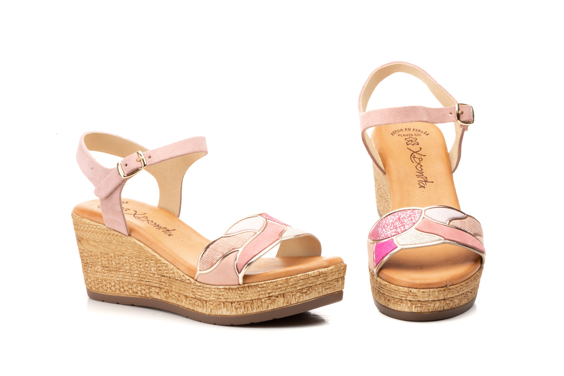Sandalias Mujer Hojas Rosa Plataforma Xbonita  -  Ref. XB-G2051 Rosa