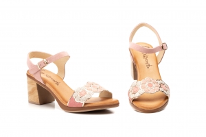 Sandalias Mujer Flores Rosa Tacón Xbonita  -  Ref. XB-42998 (2050) Rosa