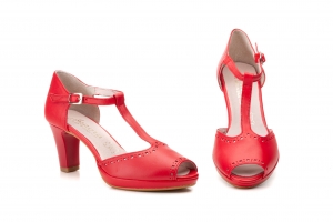 Sandalias Mujer Piel Rojo Tacón Annora  -  Ref. 3030 Rojo