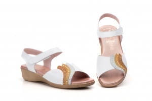 Sandalias Mujer Piel Blanco Velcro DUENDY  -  Ref. DU-3331 Blanco