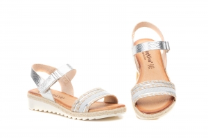 Sandalias Mujer Piel Plata Velcro Gel MORXIVA  -  Ref. MX-2887 Plata