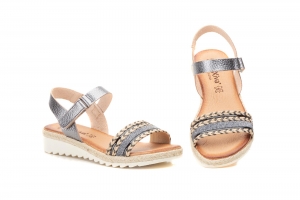 Sandalias Mujer Piel Plomo Velcro Gel MORXIVA  -  Ref. MX-2887 Plomo