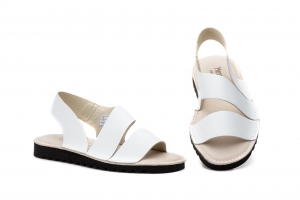 Sandalias Mujer Piel Blanco Elasticos  -  Ref. 7700 Blanco