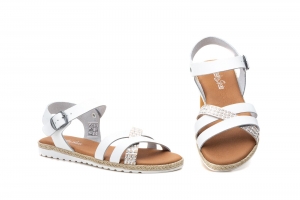 Sandalias Mujer Piel Blanco Plata  -  Ref. DT-5030 Blanco