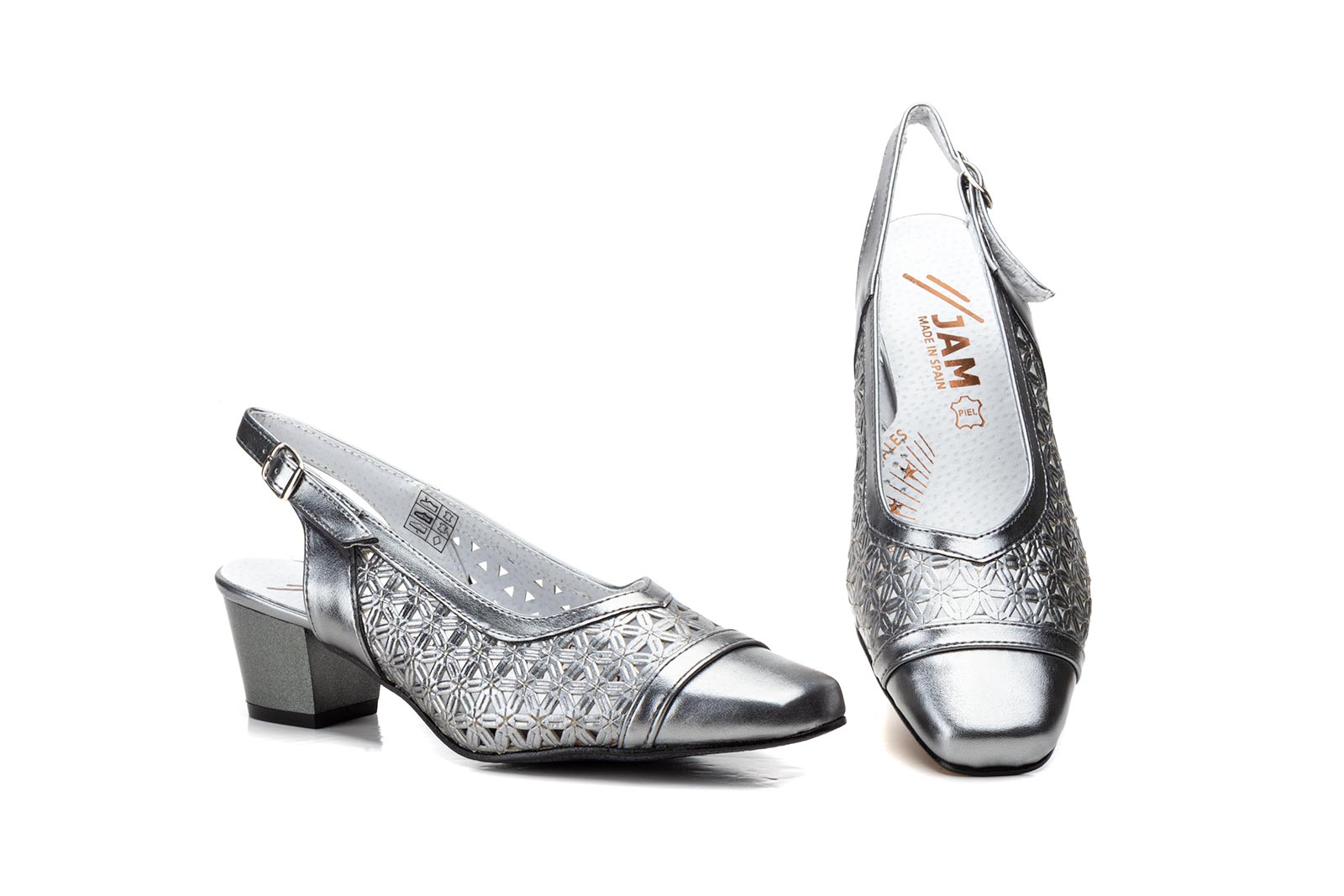 Zapatos Mujer Piel Plomo Tacón  -  Ref. 95215 Plomo