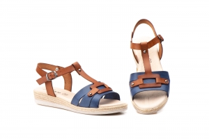 Sandalias Mujer Piel Vaquetilla Cuero Marino Hebilla  -  Ref. 5021 Cuero Marino