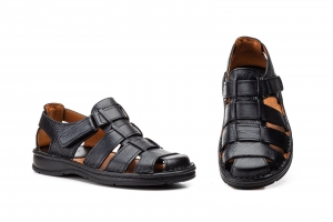 Sandalias Hombre Piel Negro Route 83  -  Ref. R83-5800 Negro