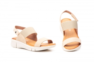 Sandalias Mujer Piel Serraje Beige Elástico  -  Ref. JC-4141 Beige