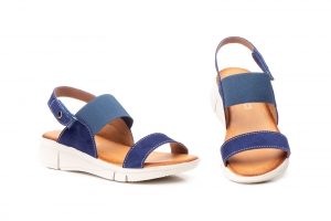 Sandalias Mujer Piel Serraje Jeans Elástico  -  Ref. JC-4141 Jeans
