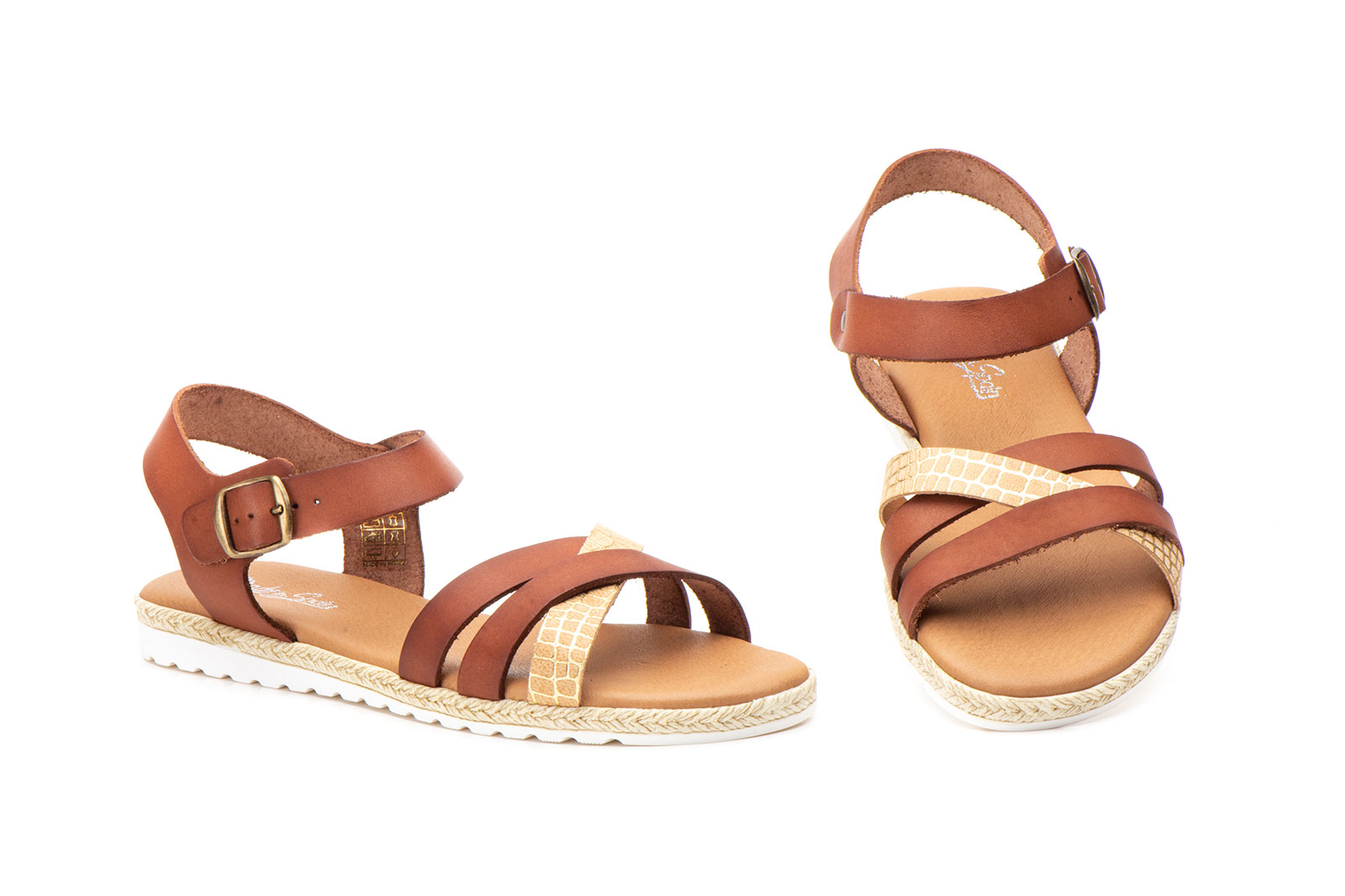 Sandalias Mujer Piel Cuero Bronce  -  Ref. DT-5030 Cuero