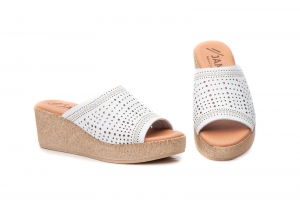 Zuecos  Mujer Piel Láser Blanco  -  Ref. 663 Blanco