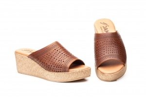 Zuecos Mujer Piel Láser Marrón  -  Ref. 663 Marrón