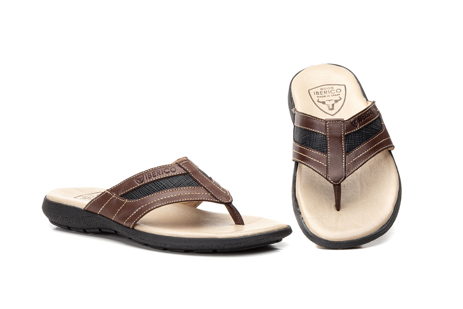 Sandalias Hombre Piel Marrón Iberico  -  Ref. IB-3021 Marrón