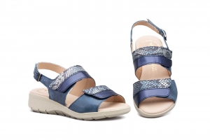 Sandalias Mujer Piel Marino Cuña  -  Ref. 586 Marino